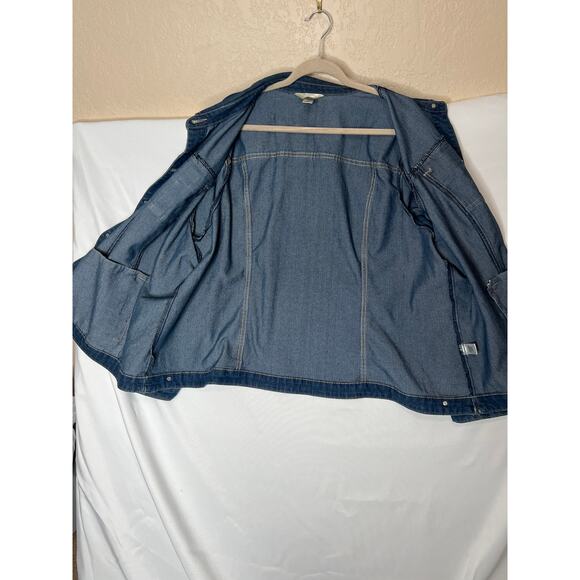 CJ Banks size 3X denim jacket large interior pocket button up outdoor walking - Picture 11 of 12
